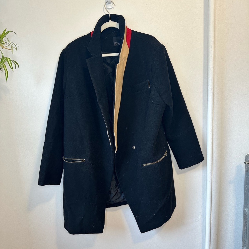 ASOS curve peacoat black red color pop plus size